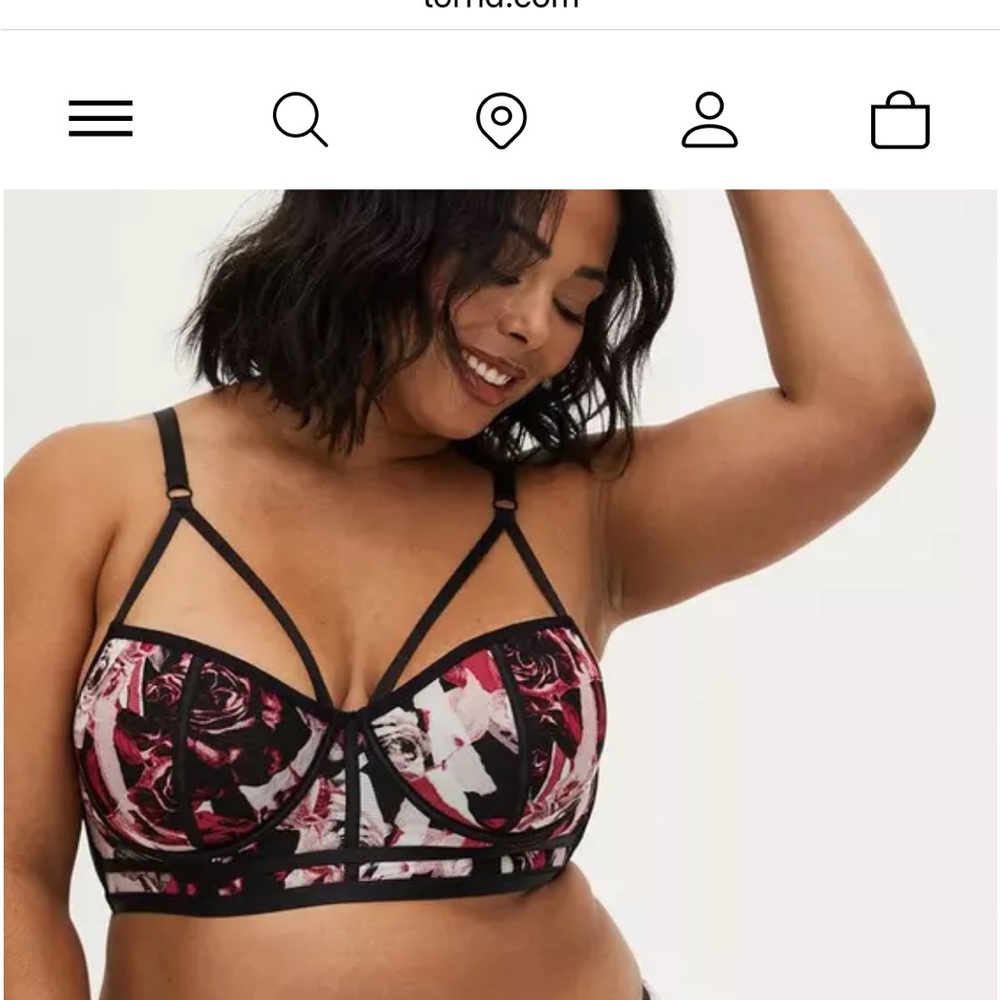 Torrid floral Strappy Mesh Underwire Bra